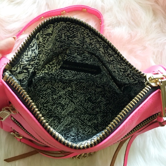 Rebecca Minkoff 'Mini 5 Zip' Neon Pink Crossbody - Picture 7 of 8